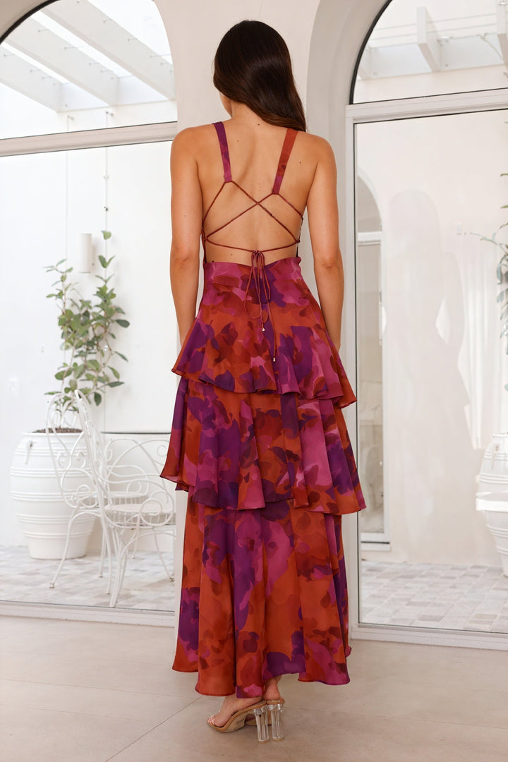Luniva – Décolleté en V à imprimé floral, robe maxi