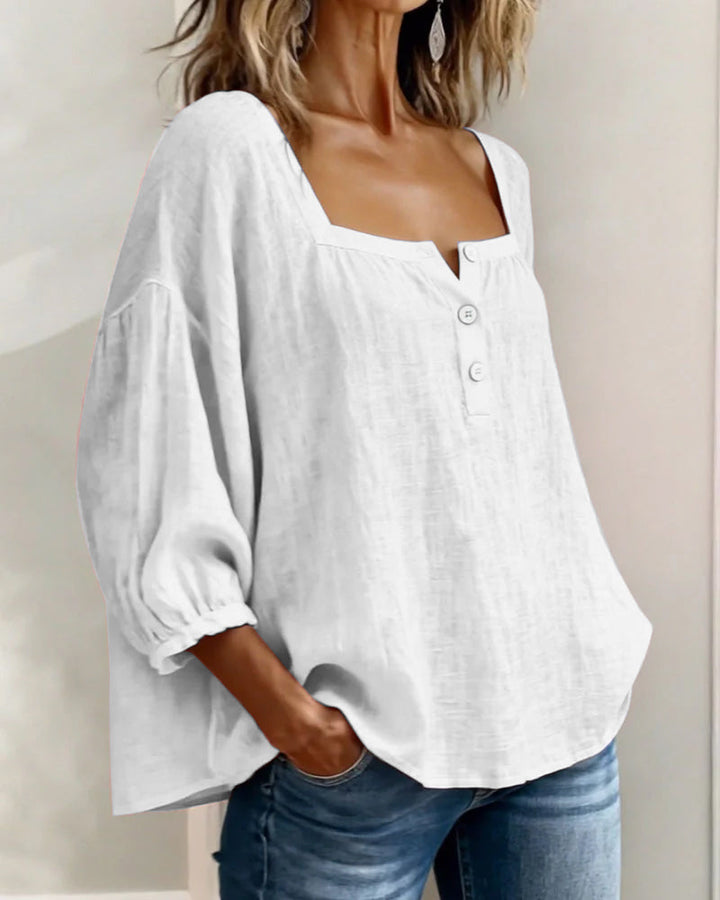 Sivara – décolleté carré en mélange coton-lin, blouse