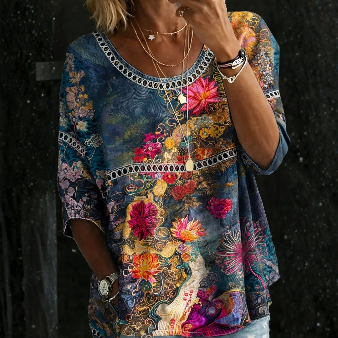 Nivara – chemise en jean à imprimé floral