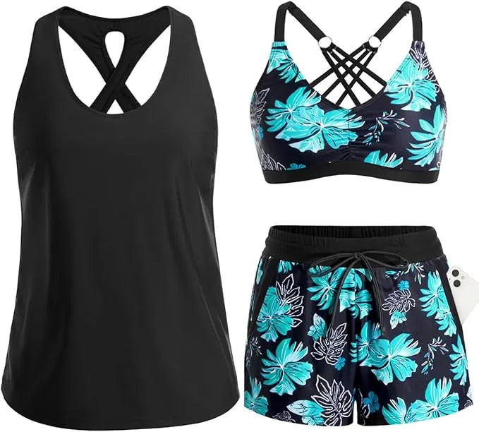 Rilena – Ensemble de tankini en tricot avec shorty à poches