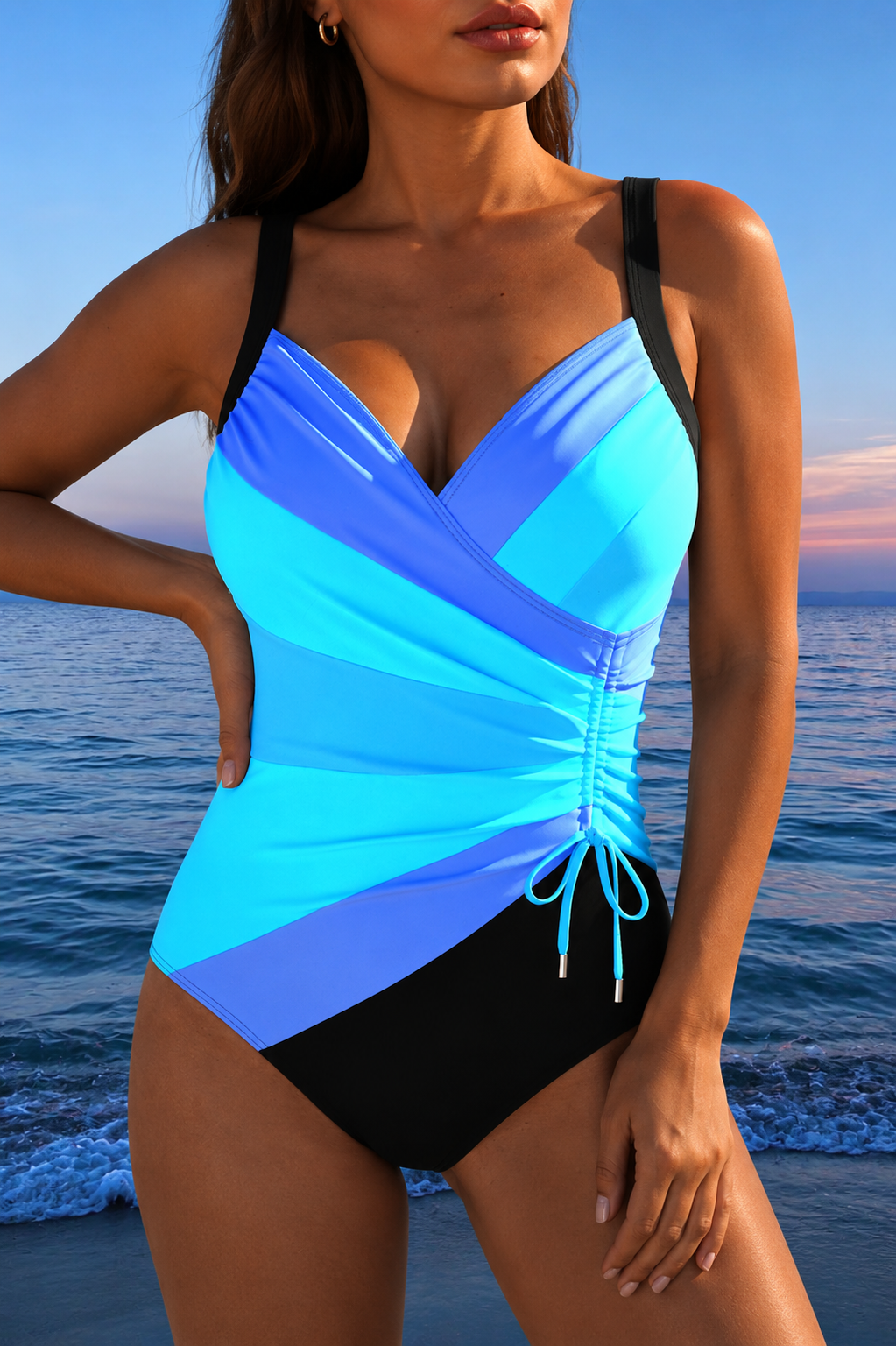 Nalori – maillot de bain imprimé, drapé sur le devant