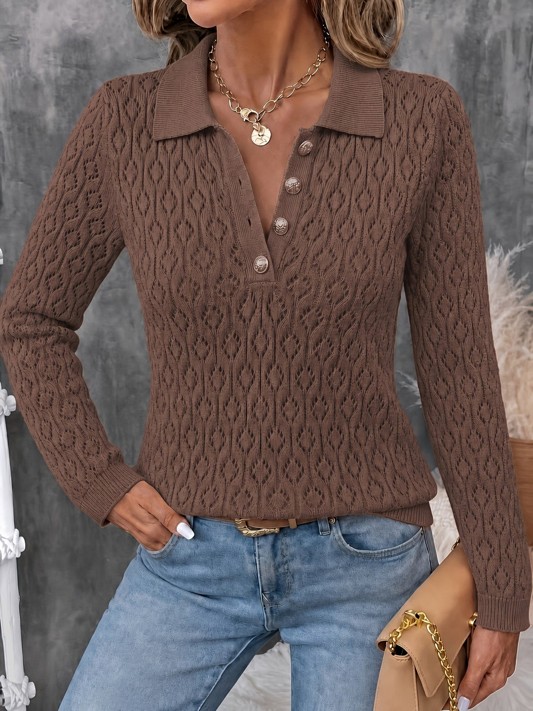 Avenya – pull polo en maille aérée