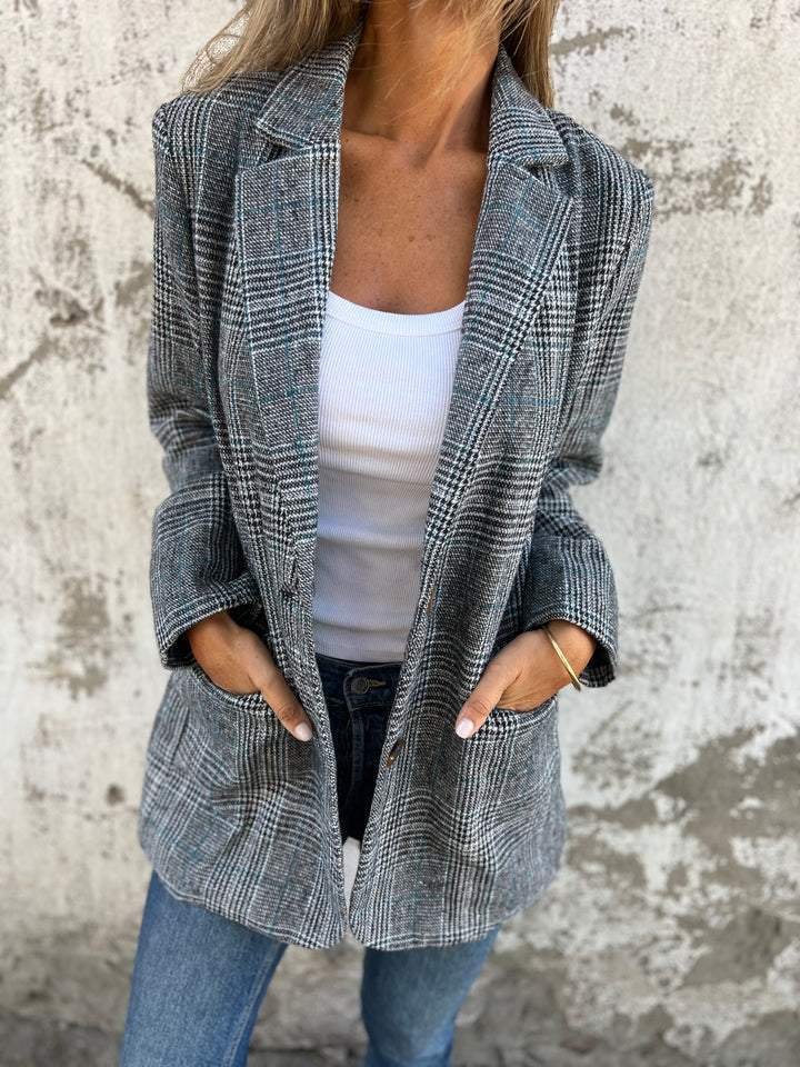 Vesara – blazer à carreaux à revers crantés