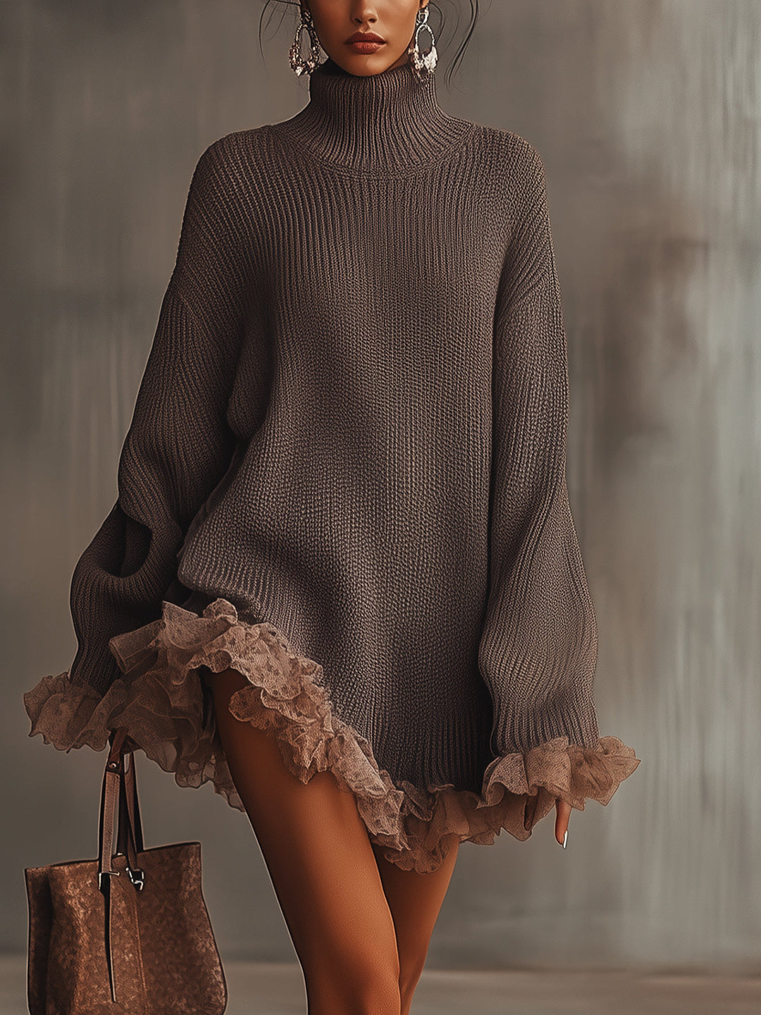 Rivana – Robe en tricot à ourlet volanté