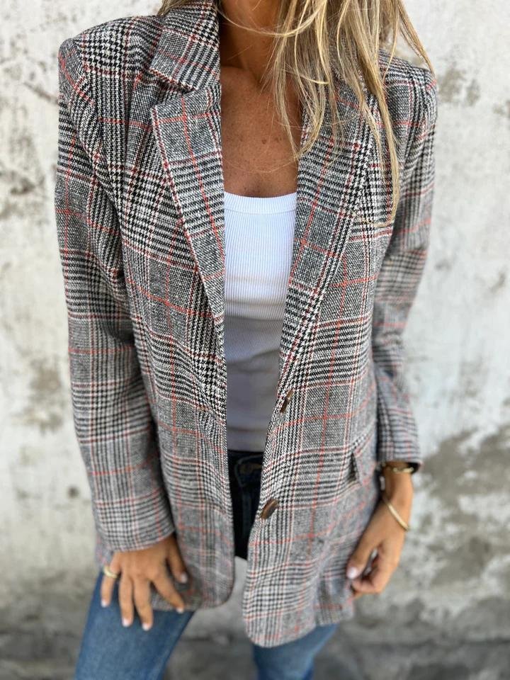 Vesara – blazer à carreaux à revers crantés