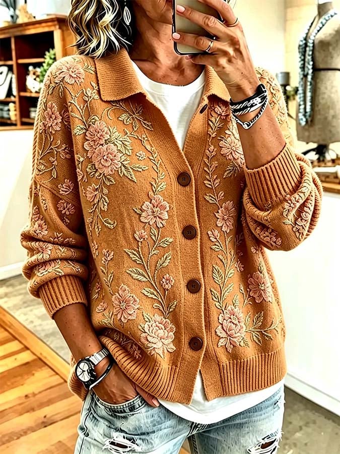 Avyra – Cardigan en tricot imprimé