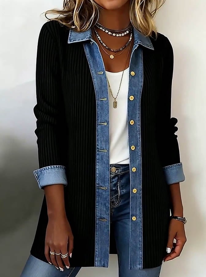 Kivara – Veste tissée en patchwork contrasté