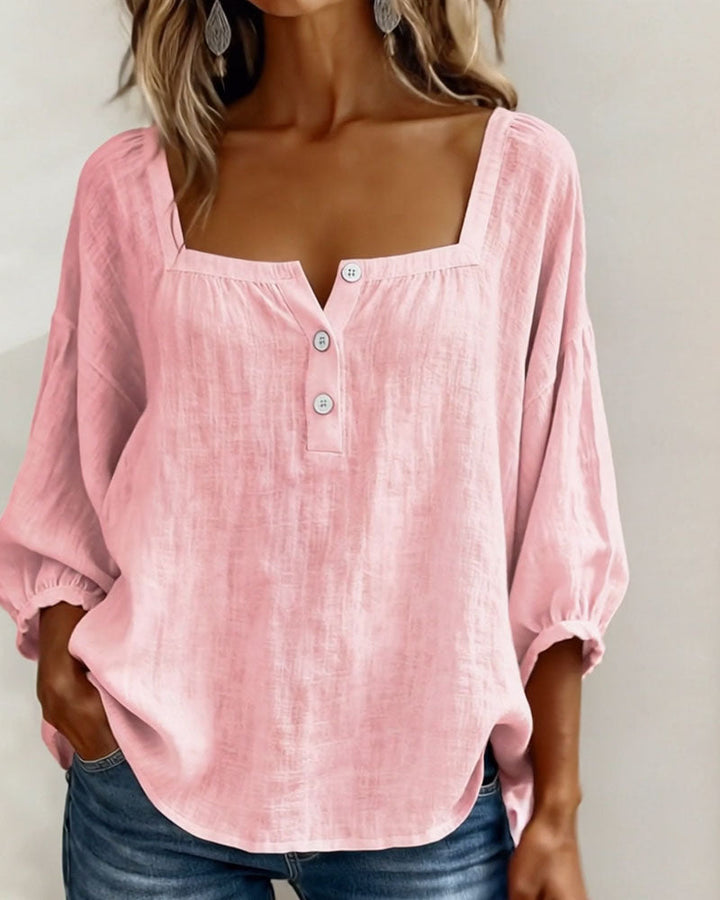 Sivara – décolleté carré en mélange coton-lin, blouse