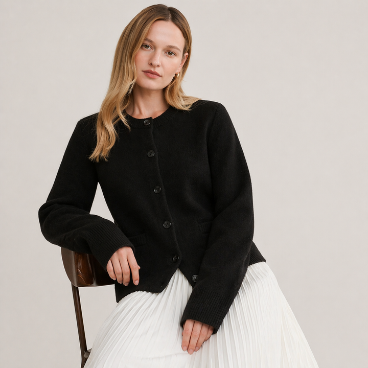 Leniva - Button-Front Knit Cardigan