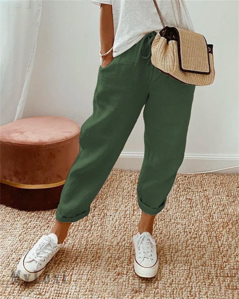 Mevra – pantalon droit en lin-coton