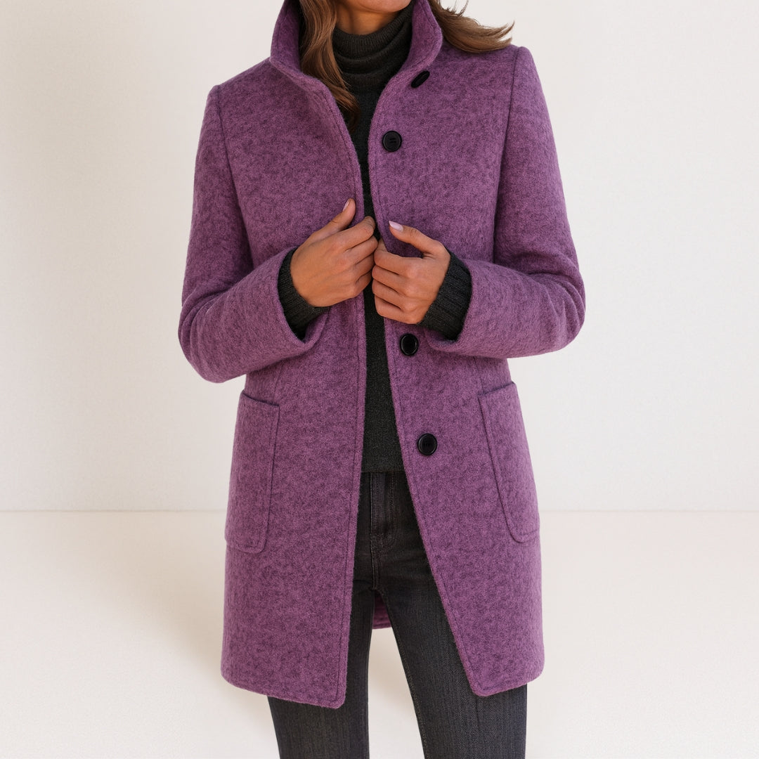 Velora – Manteau en laine mélangée à col montant