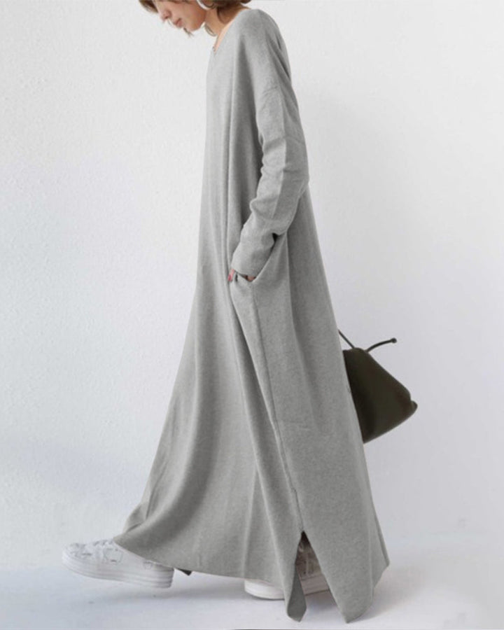Novira – robe maxi en tricot à décolleté en V profond