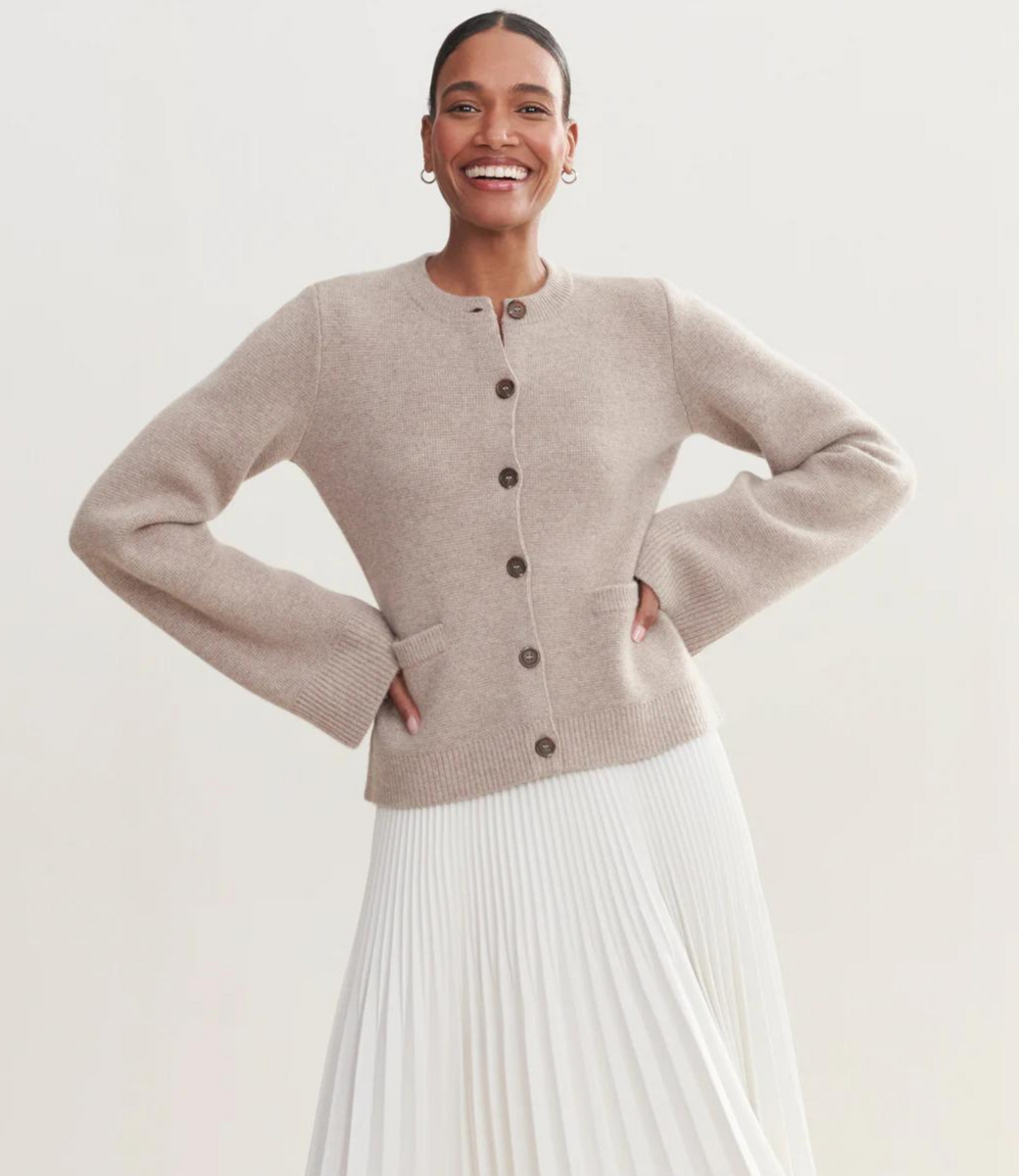 Leniva - Button-Front Knit Cardigan