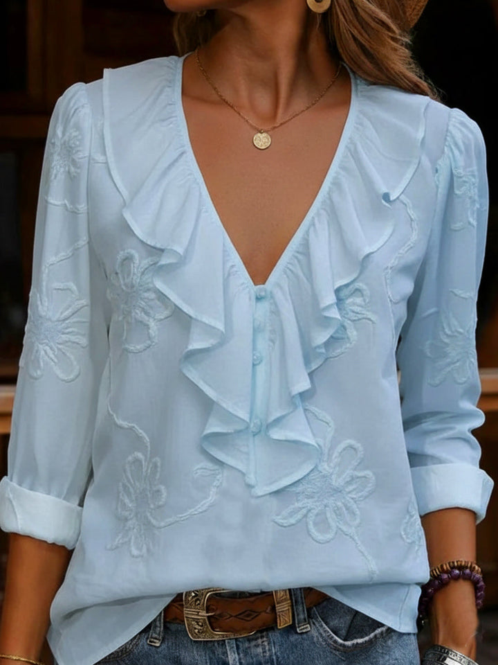 Virela – Chemise en coton brodée à fleurs