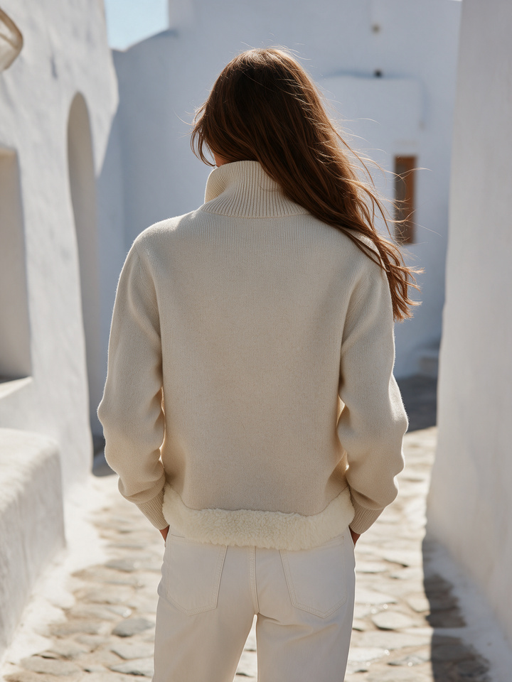 Vesara – Ourlet bordé de fausse fourrure, en tricot, cardigan