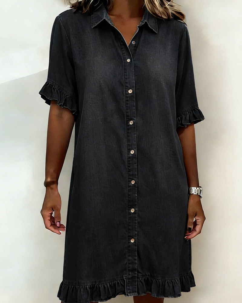Kiraya – Robe en jean à manches volantées