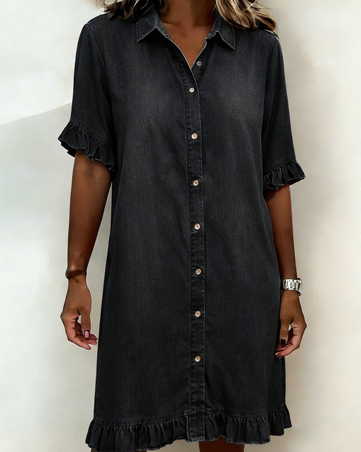 Kiraya – Robe en jean à manches volantées