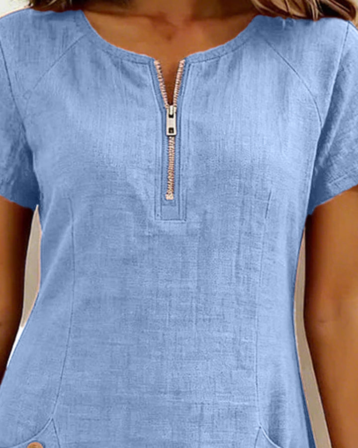 Renavi - A-Line Cotton-Linen Dress