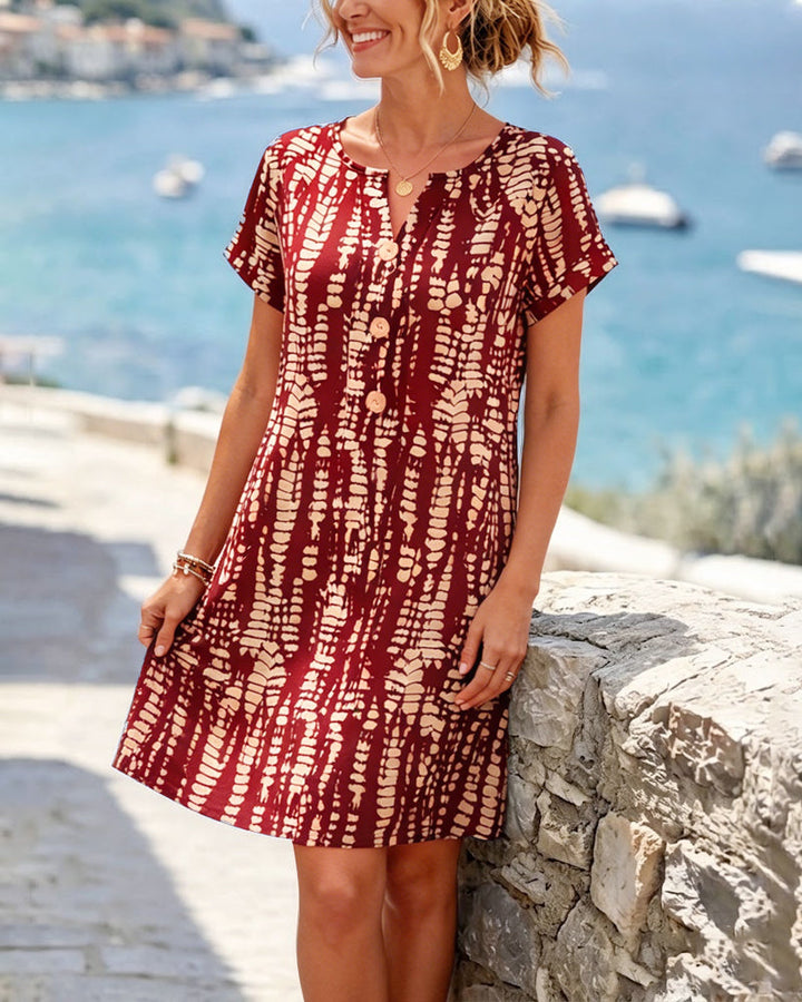 Mevara – Robe imprimée à patte de boutonnage