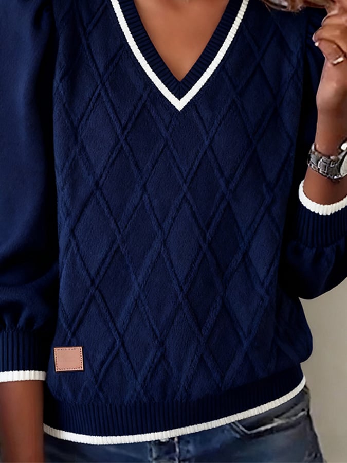 Elyora – col en V – en maille – pull