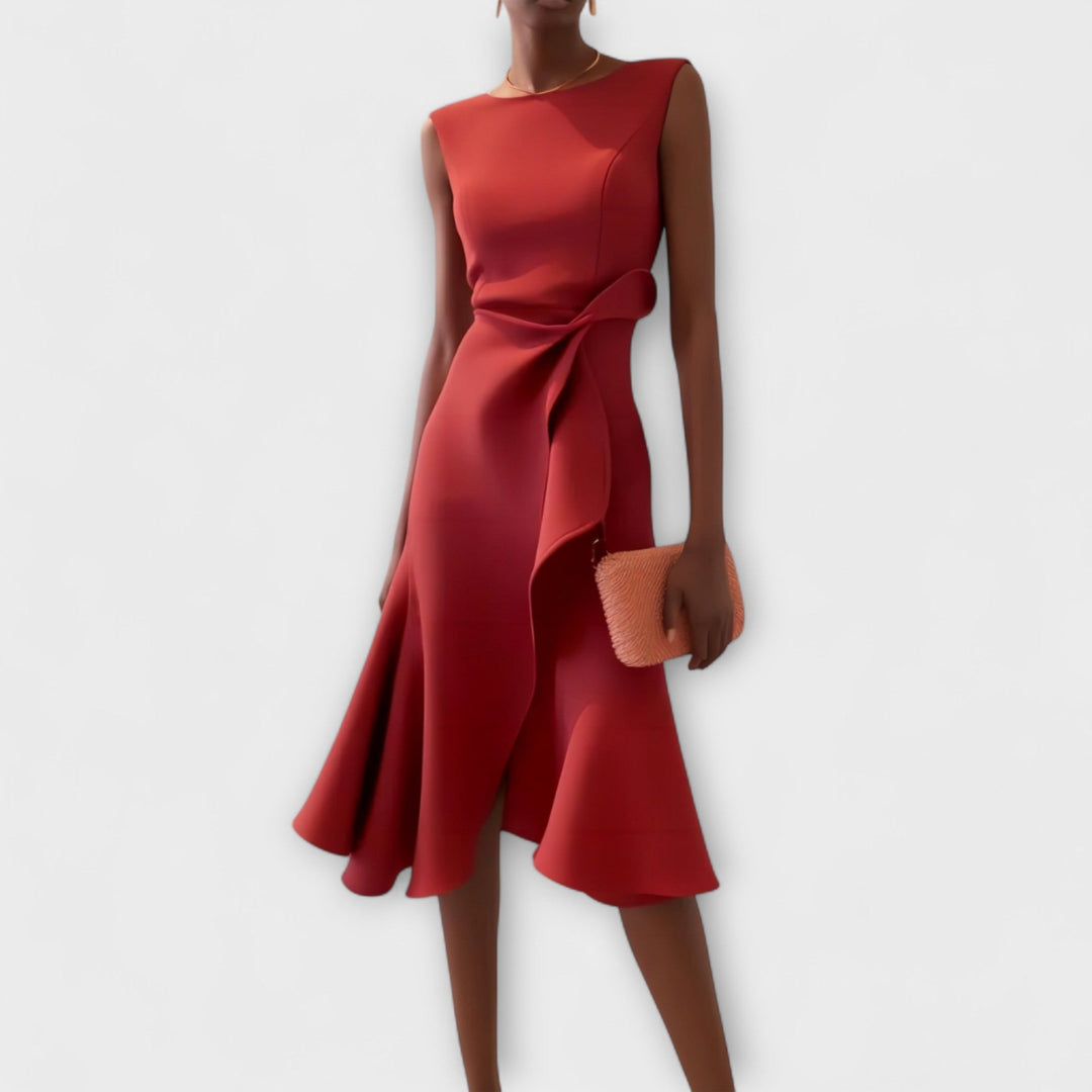 Nivara – robe avec nœud à la taille et plis