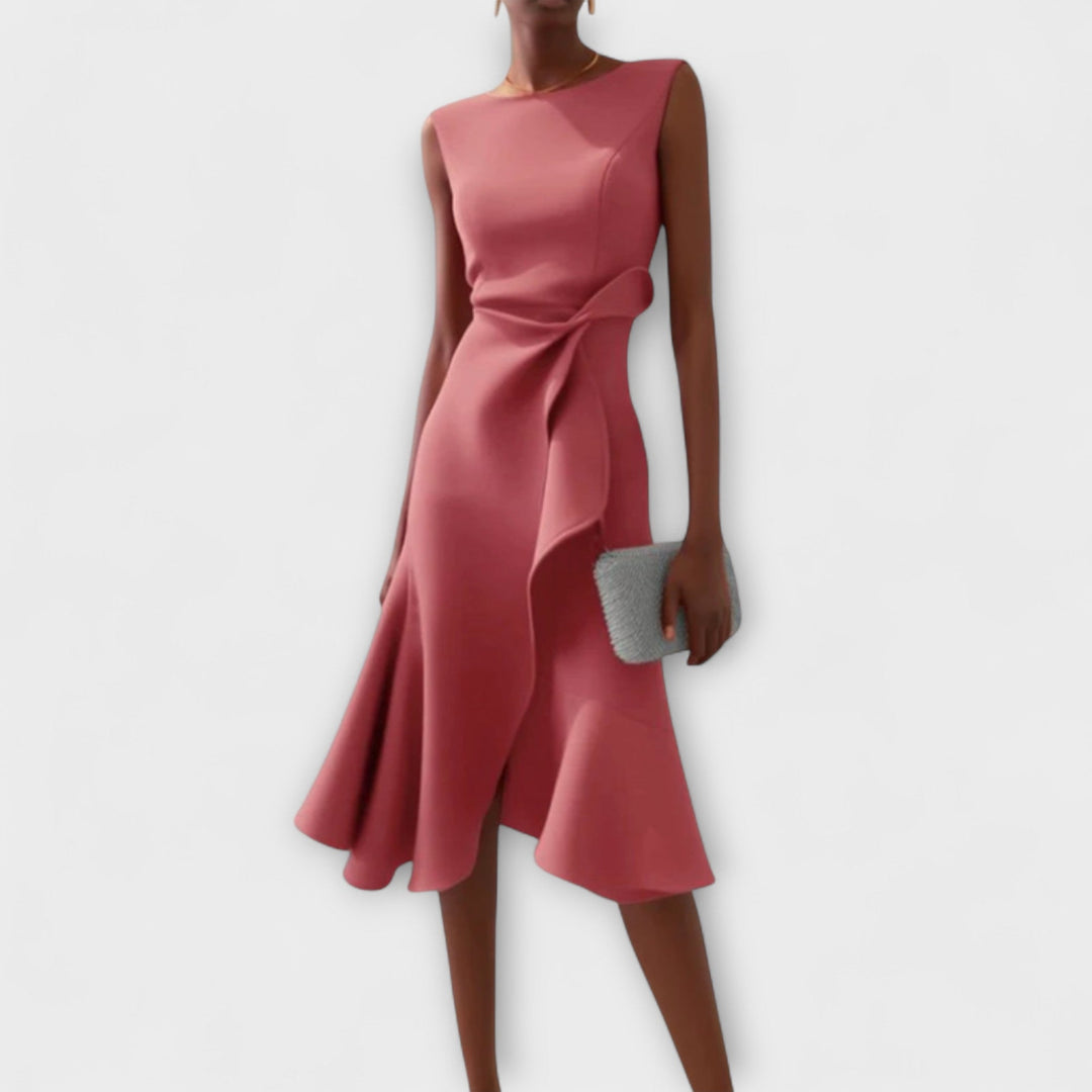 Nivara – robe avec nœud à la taille et plis