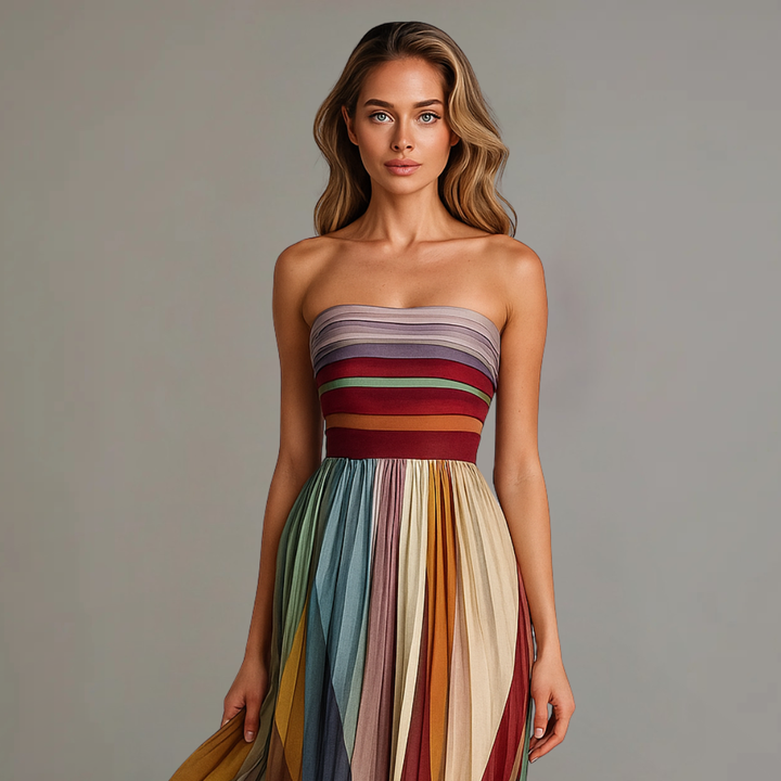 Velira – Robe maxi en chiffon à blocs de couleur
