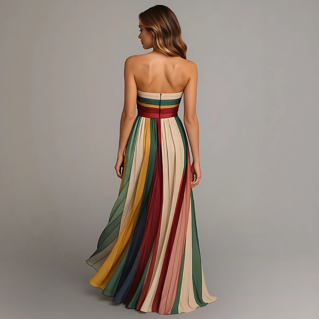 Velira – Robe maxi en chiffon à blocs de couleur