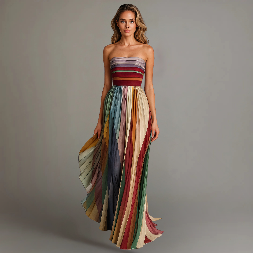 Velira – Robe maxi en chiffon à blocs de couleur