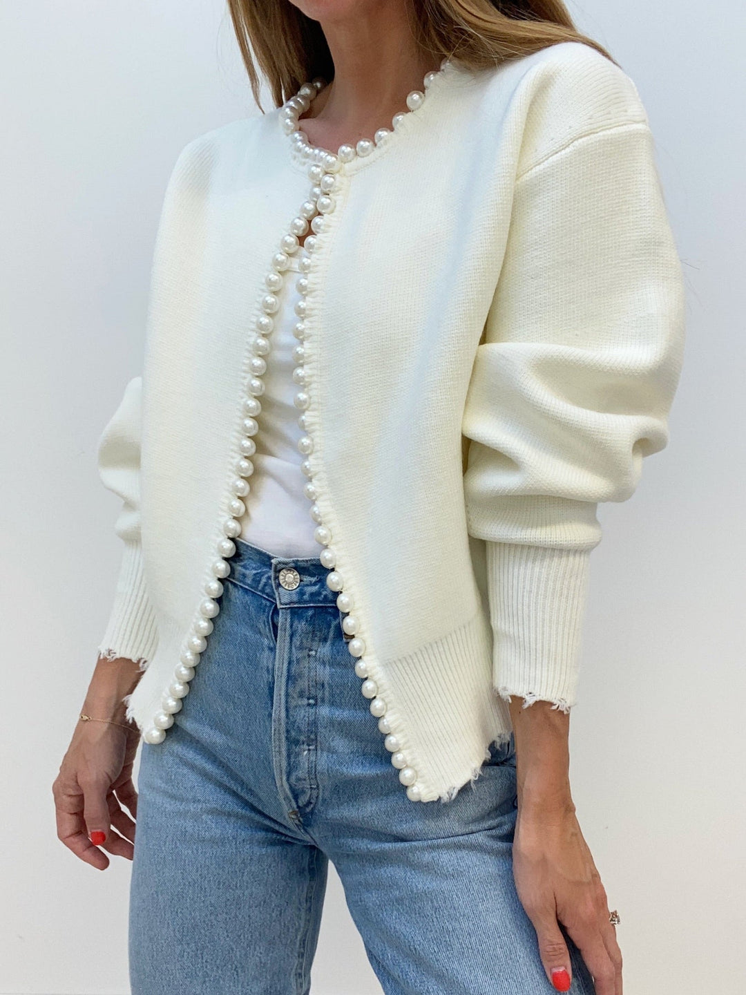 Virela – Détails en perles – maille – veste