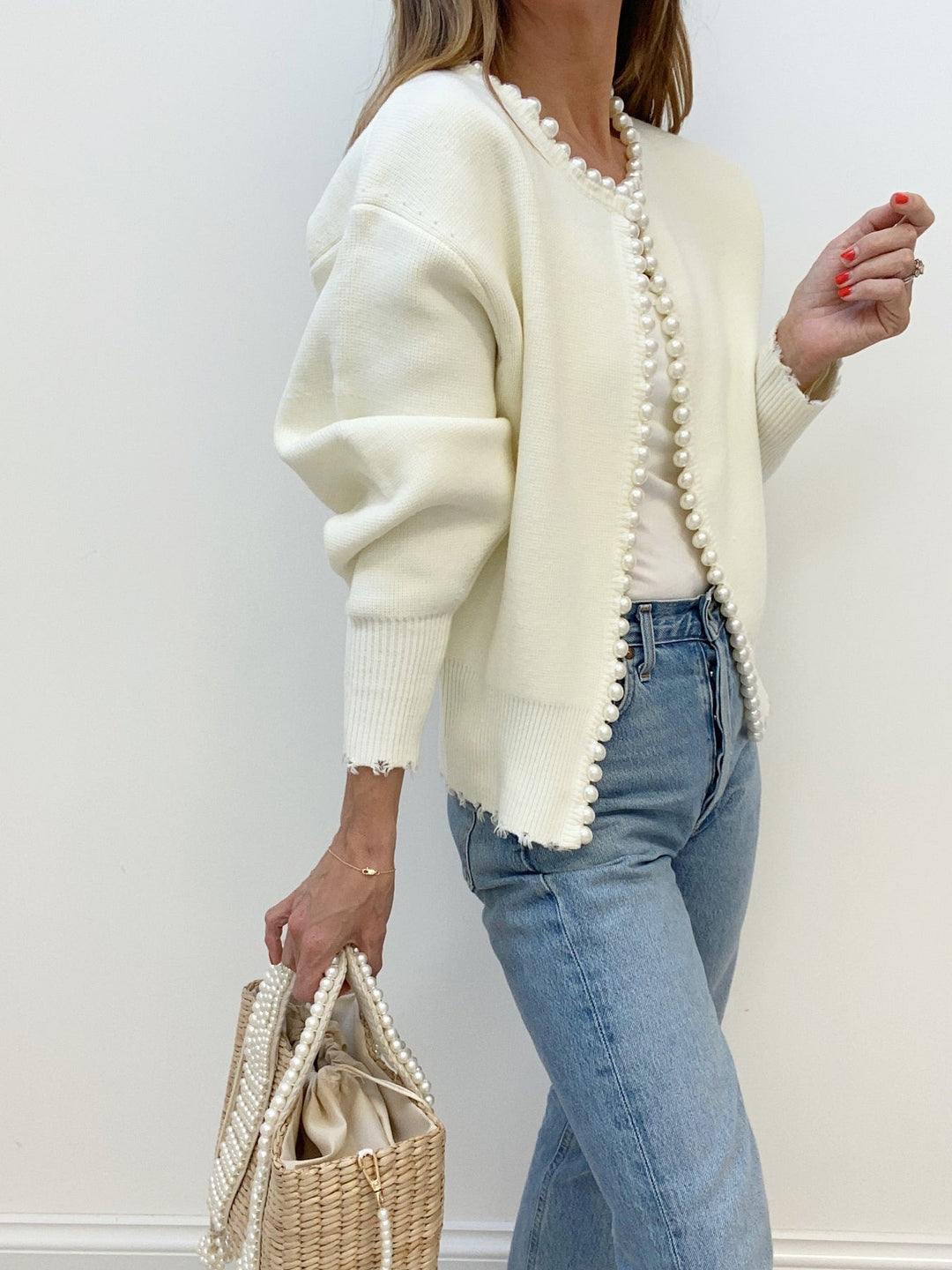 Virela – Détails en perles – maille – veste