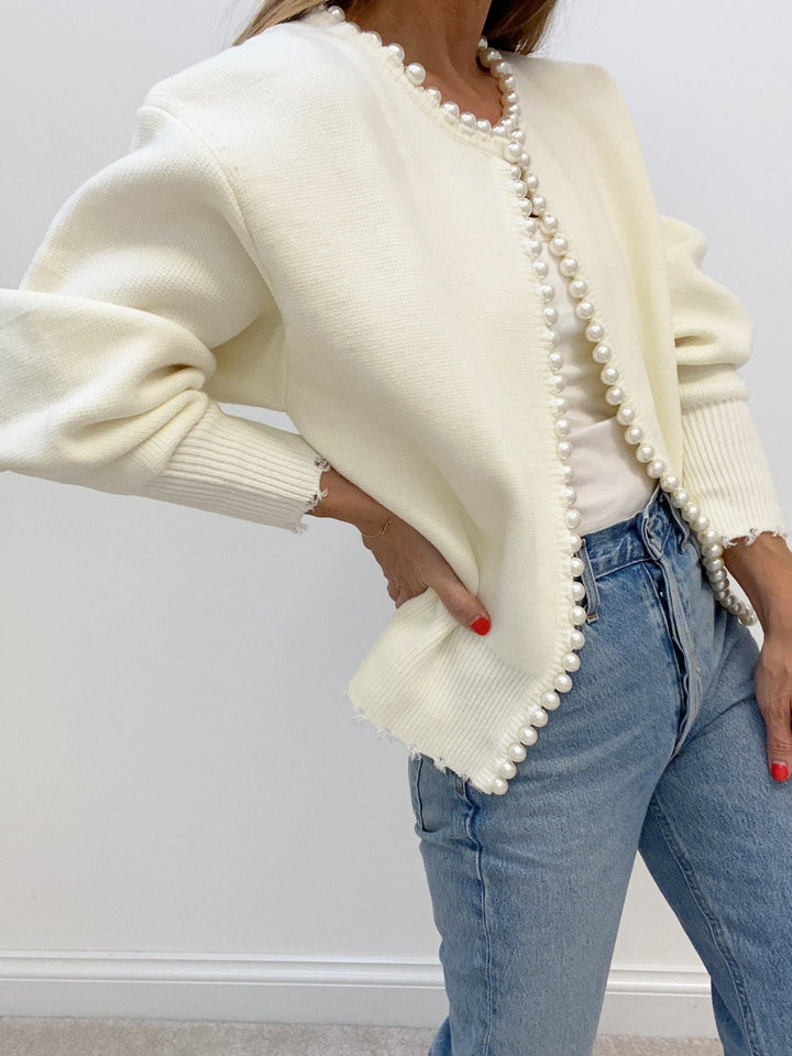 Virela – Détails en perles – maille – veste