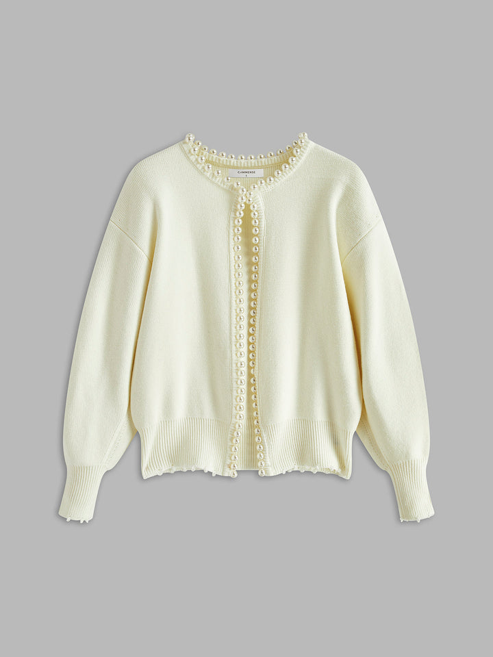 Virela – Détails en perles – maille – veste