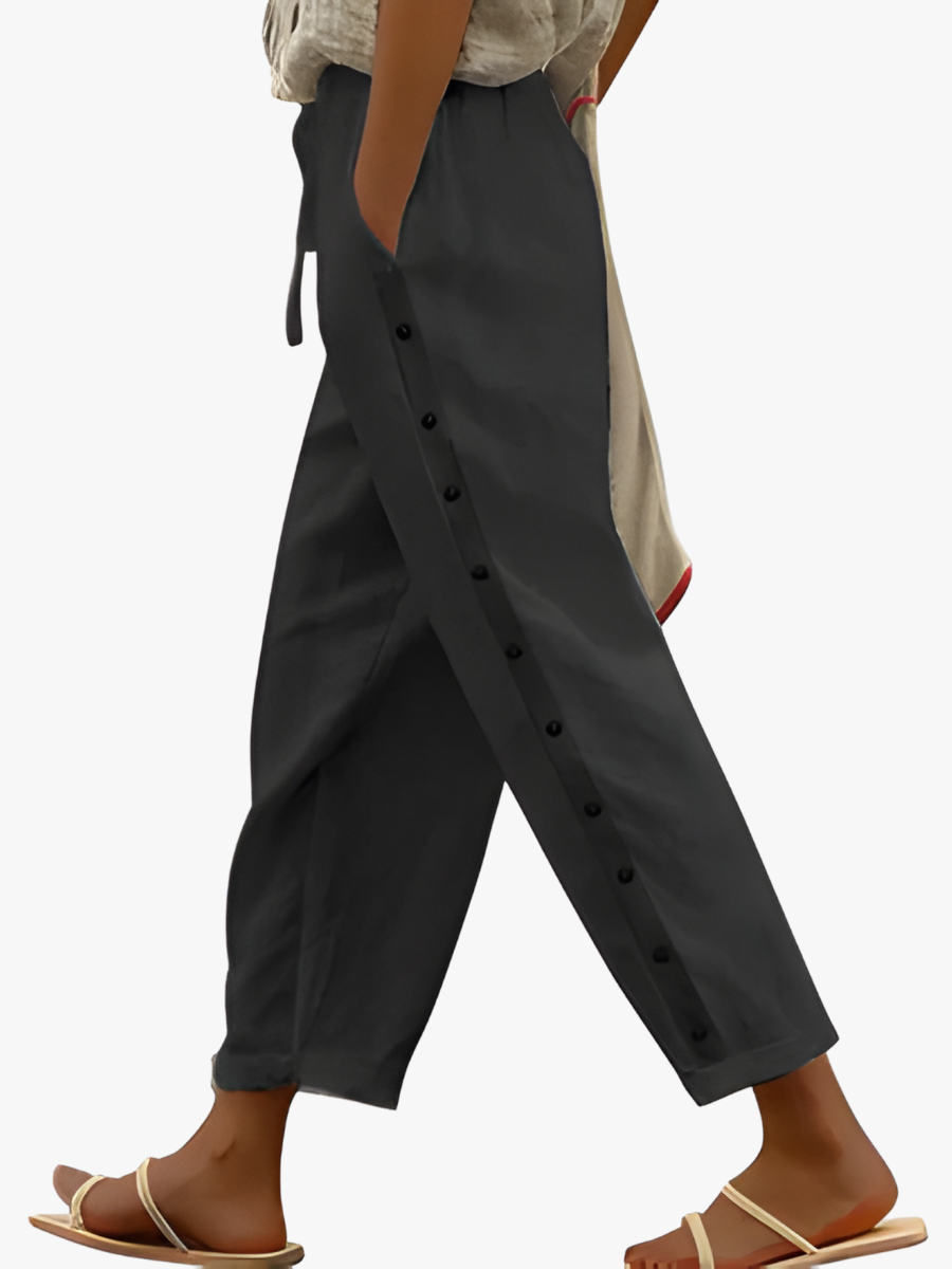 Maevra – pantalon en coton-chanvre à taille élastique
