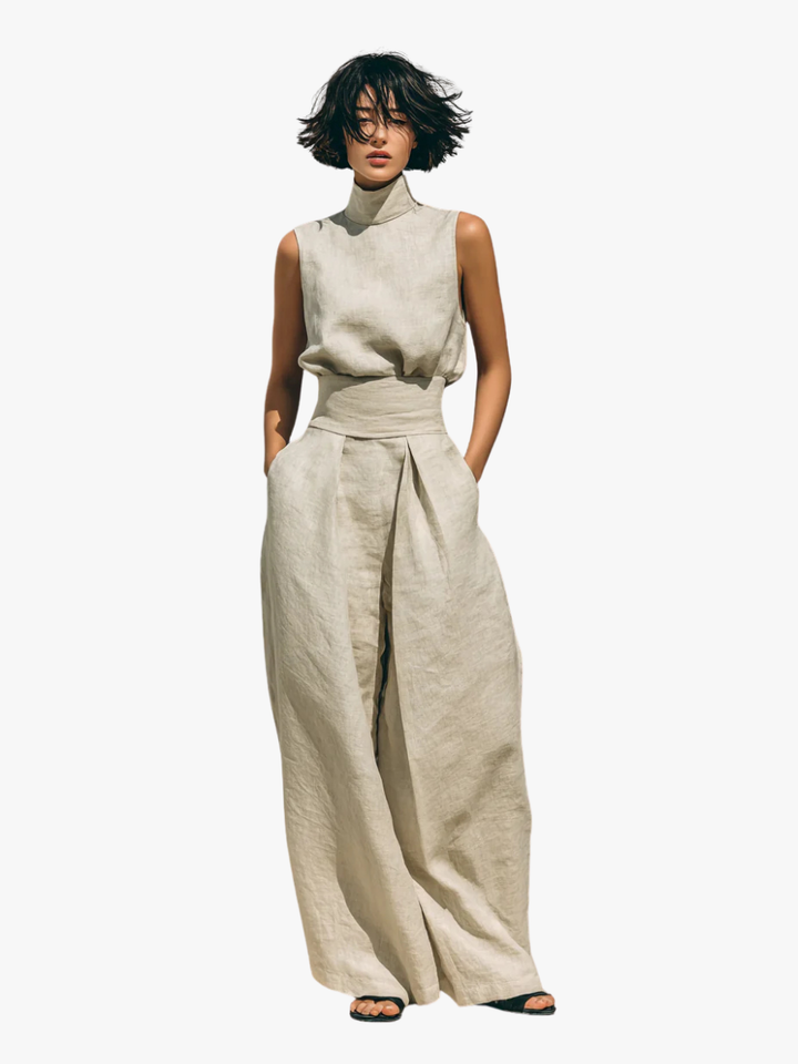 Kevara – Coupe ample en coton-lin, ensemble de pantalons