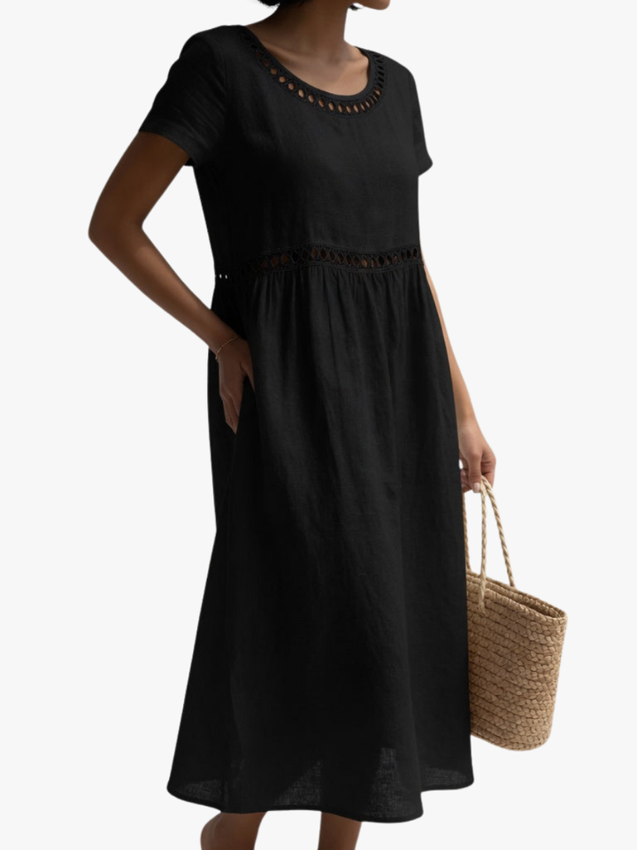 Orlise – robe en coton à col brodé