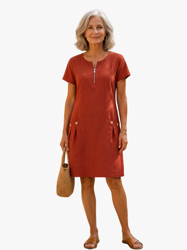 Velira – robe midi boutonnée en mélange de coton