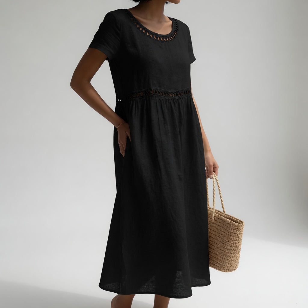 Orlise – robe en coton à col brodé