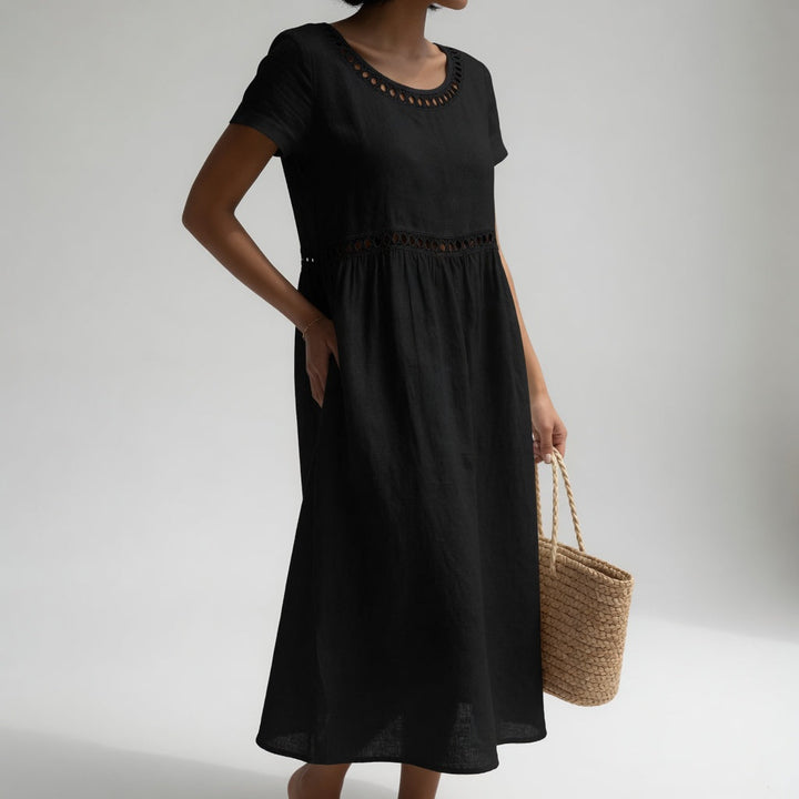 Orlise – robe en coton à col brodé
