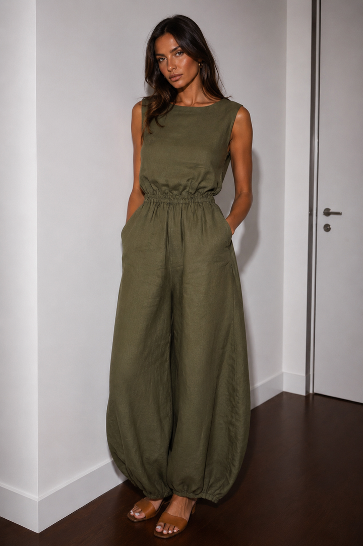 Nevara – Combinaison à jambes larges en tissu léger