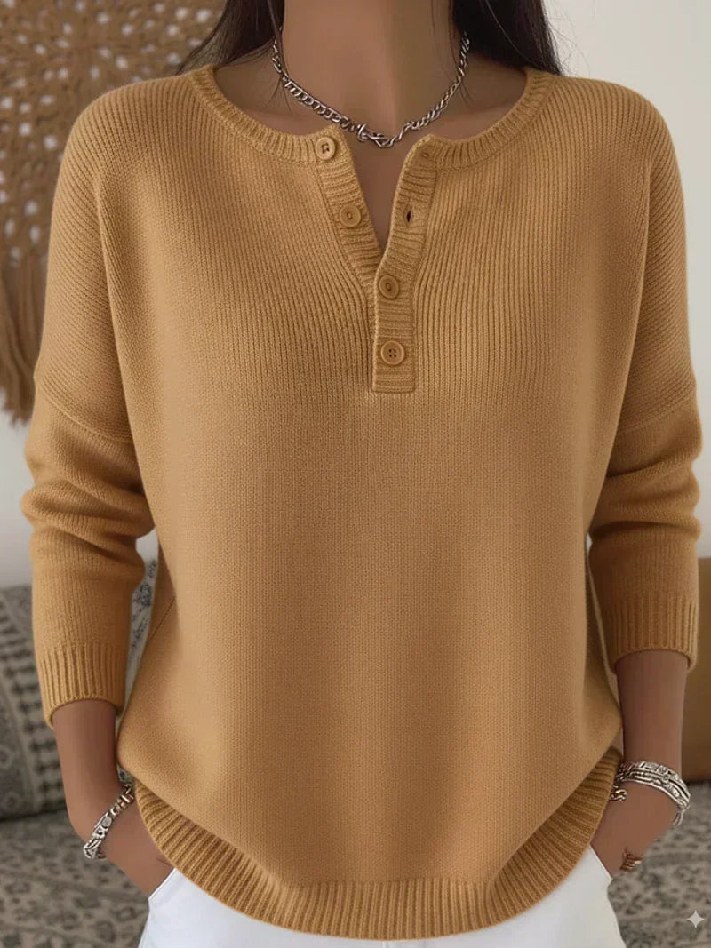 Noreva – Pull en maille à patte Henley