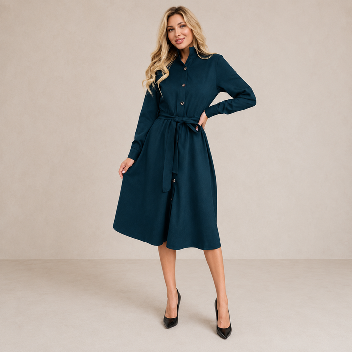 Evyra – robe midi en tissu à boutons sur le devant