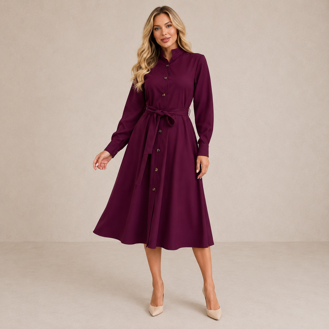 Evyra – robe midi en tissu à boutons sur le devant
