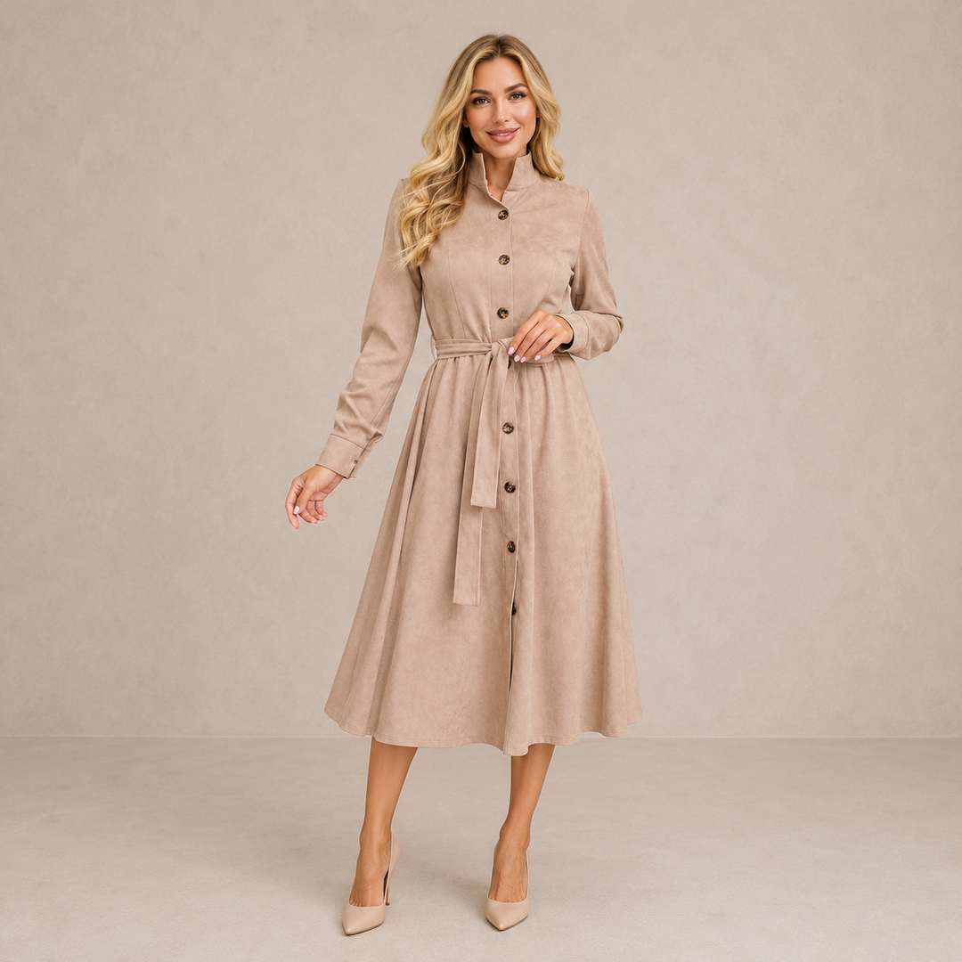 Evyra – robe midi en tissu à boutons sur le devant
