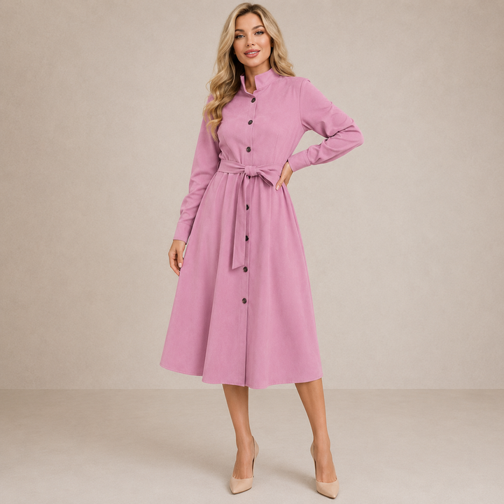 Evyra – robe midi en tissu à boutons sur le devant