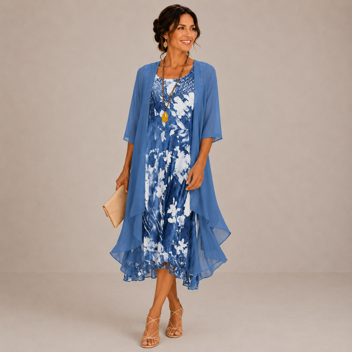 Noreli – Robe midi tissée double épaisseur