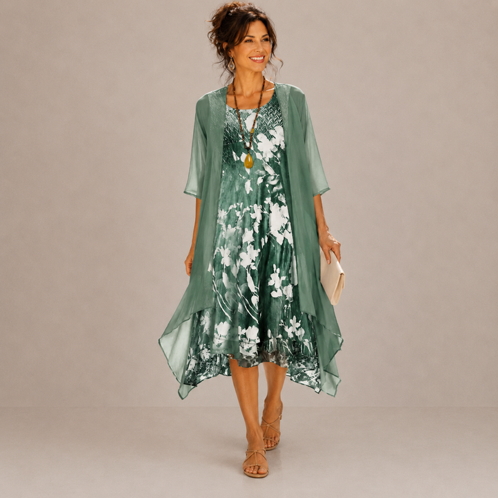 Noreli – Robe midi tissée double épaisseur