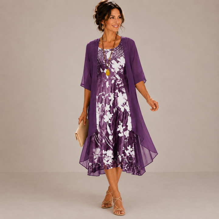 Noreli – Robe midi tissée double épaisseur