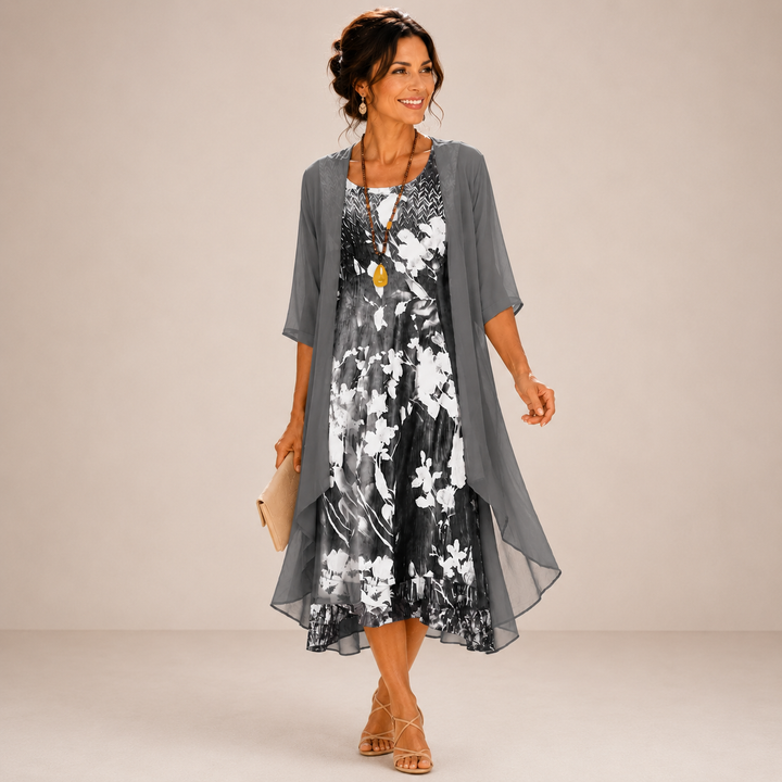 Noreli – Robe midi tissée double épaisseur