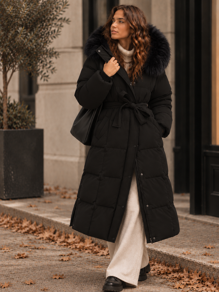 Solyne – Manteau matelassé en coton avec ceinture